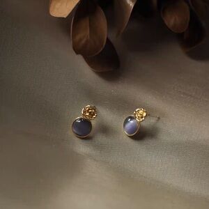 Retro Purple Alloy Opal Earring